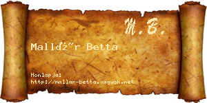 Mallár Betta névjegykártya